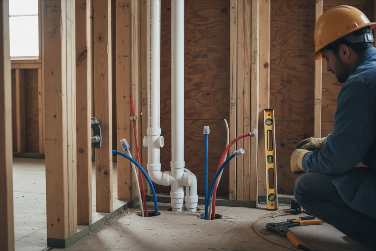 Drain and supply rough-in during Toilet Repair and Installation in Whiteville