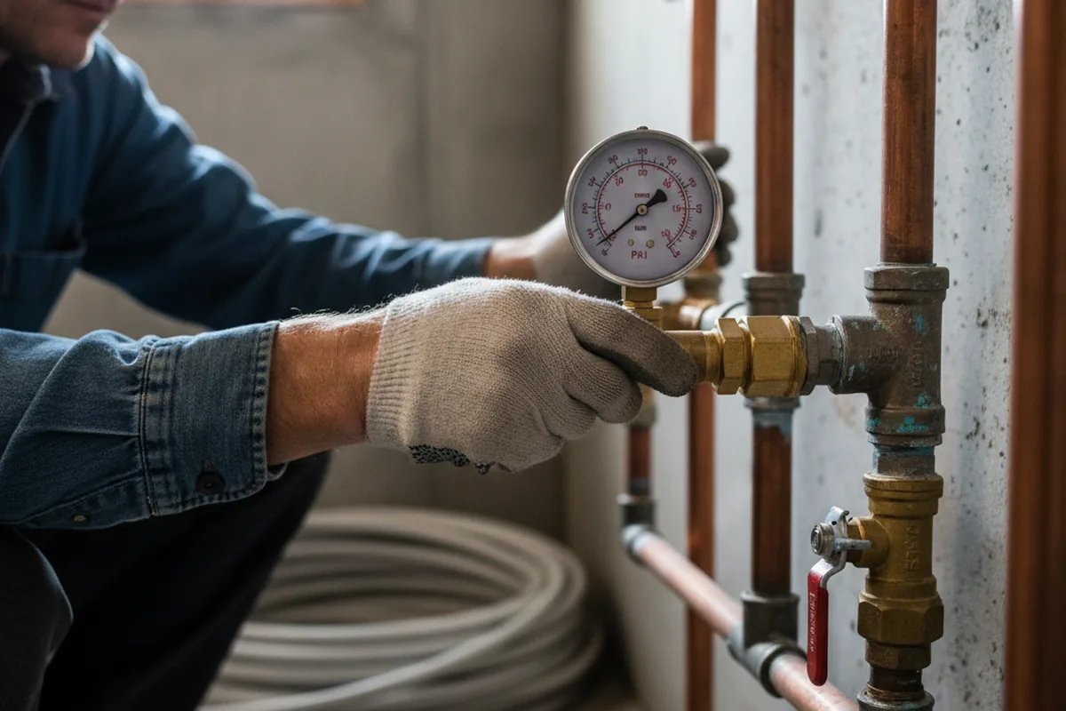 Pressure testing a repaired line during Water Line Repair in Whiteville